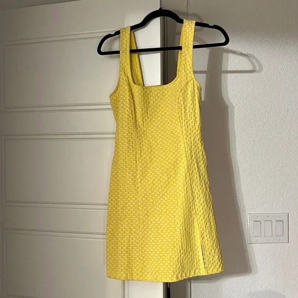 strapless yellow dress mini ASHLEYlauren 4933 – Strapless Ruched Taffeta Ruffle Mini Dress
